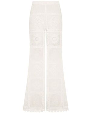 Zimmermann Aster Embroidered Palazzo Pants - White