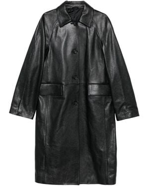 TOTEME Raglan-Sleeves Leather Coat - Black