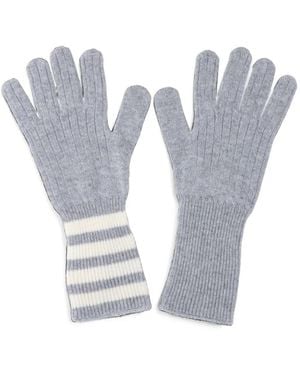Thom Browne Kaschmirhandschuhe Mit Logo-Streifen - Grau