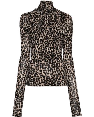 Blumarine Animalier-Print Blouse - Black