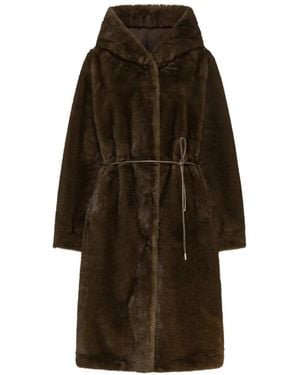 Seventy Kapuzenmantel Mit Faux Fur - Braun
