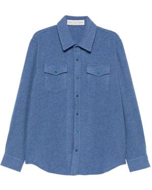 GOD'S TRUE LINEN Button-Down Flap-Pocket Shirt - Blue