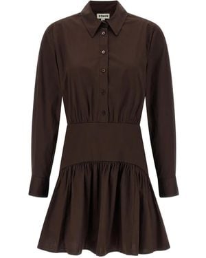 STAUD Rocco Gathered Mini Dress - Brown