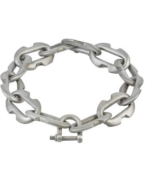 Parts Of 4 Sterling- Massive Deco Link Charm Necklace - Metallic