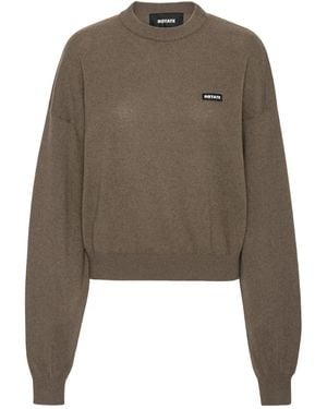 ROTATE BIRGER CHRISTENSEN Trui Met Logopatch En Ronde Hals - Bruin