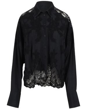 Ermanno Scervino Lace-Trimmed Embroidered Shirt - Black
