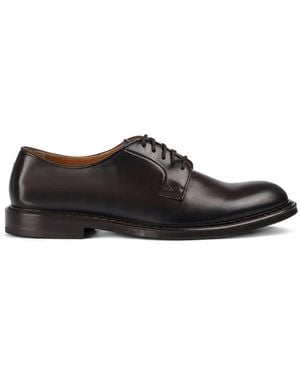 Doucal's Leather Lace-Up Derby Shoes - Black