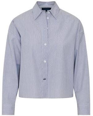 Patrick Assaraf Stripe-Print Boxy Shirt - Blue