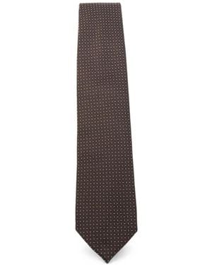 Corneliani Geometric-Pattern Silk Tie - White