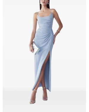 BWLDR Robe Longue Fendue À Fronces - Blue
