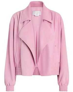 Genny Shirred-Trim Notched-Lapel Jacket - Pink