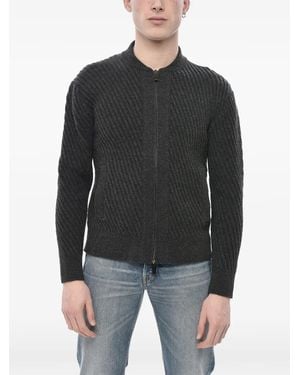 Paolo Pecora Ribbed Zip-Up Cardigan - Black