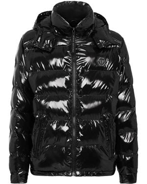 Philipp Plein High-shine Padded Jacket - Black