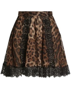 Dolce & Gabbana Leo-Print Chiffon Skirt - Brown