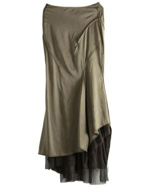 Yehuafan Ruffled Midi Skirt - Green