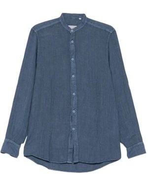 Daniele Alessandrini Band-Collar Long-Sleeve Shirt - Blue