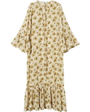 Twinset Palm Tree-Print Georgette Dress - Metallic