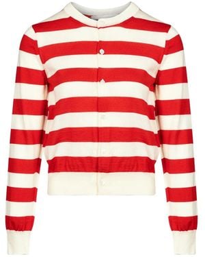 Comme des Garçons Striped Button-Up Cardigan - Red