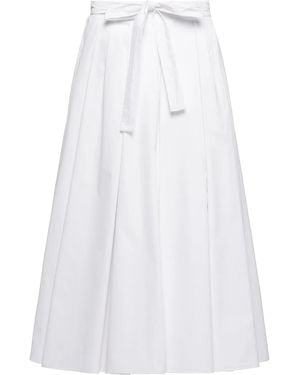 Prada Pleated Poplin Midi Skirt - White