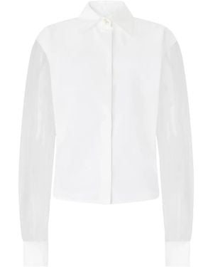 Genny Organza-Sleeve Shirt - White