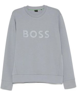 BOSS Logo-Embellished Crew-Neck Sweatshirt - Grey