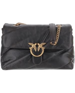 Pinko Love Birds Quilted-Design Shoulder Bag - Black