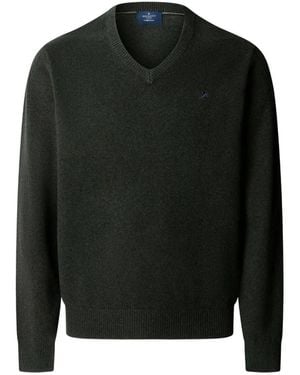 Hackett Pull À Col V En Laine D'Agneau - Black