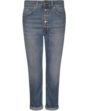 Dondup Jean À Patch Logo - Bleu