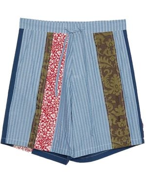 Edward Cuming Sport-Shorts im Patchwork-Look - Blau
