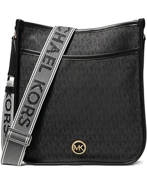 Michael Kors Large Luisa Logo-Plaque Cross-Body Bag - Black