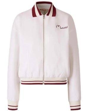 Marni Logo Embroidery Bomber Jacket - White