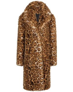 Rabanne Leopard Print Faux-Fur Coat - Brown