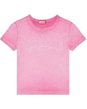 DIESEL Graphic-Print Pigment-Dyed T-Shirt - Pink