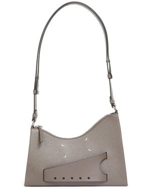 Maison Margiela Snatched Hobo Leather Bag - Grey