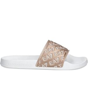EA7 Logo-Embossed Slides - White