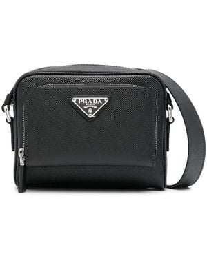 Prada Kuriertasche Mit Logo - Schwarz