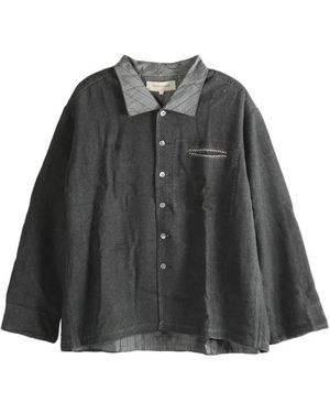 MUTEDANCE Chest-Pocket Check-Collar Shirt - Black