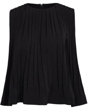 Vince Pleated Round-Neck Top - Black