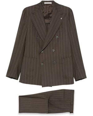 Tagliatore Pinstriped Double-Breasted Suit - Grey