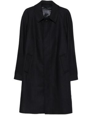 Lardini Herringbone-Weave Raglan-Sleeve Coat - Black