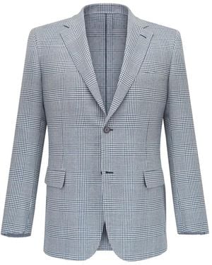 Brioni Check-Pattern Blazer - Blue