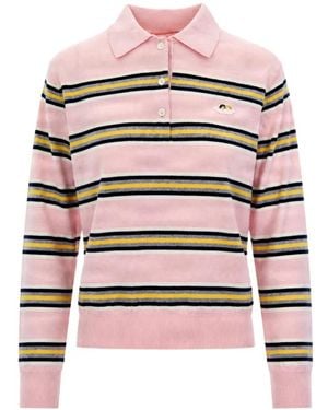 Fiorucci Angels Patch Striped Long-Sleeve Polo Shirt - White