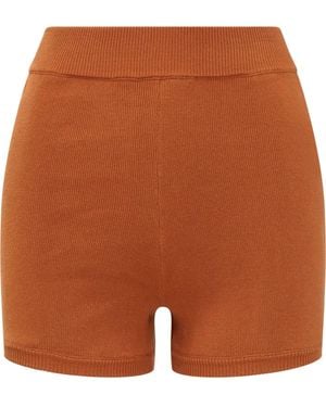 MIXIK Fine-Ribbed Shorts - Brown