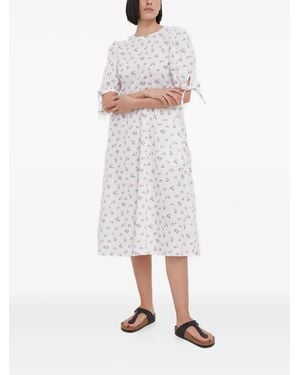 Barbour Short-Sleeves Floral Midi Day Dress - White