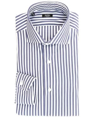 Barba Napoli Vertical-Stripe Pattern Long-Sleeve Shirt - Blue