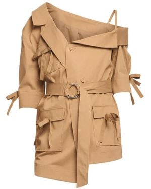 Cinq À Sept Saige Off-Shoulder Belted Jacket - Natural