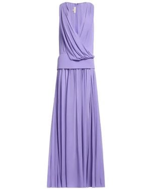 Elie Saab Draped Silk Maxi Dress - Purple