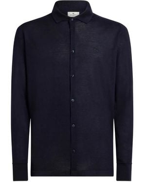 Etro Cashmere-Silk Embroidered Cardigan - Blue