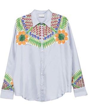 Pierre Louis Mascia Floral-Print Long-Sleeve Shirt - White