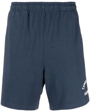 Harmony Logo-Print Cotton Track Shorts - Blue